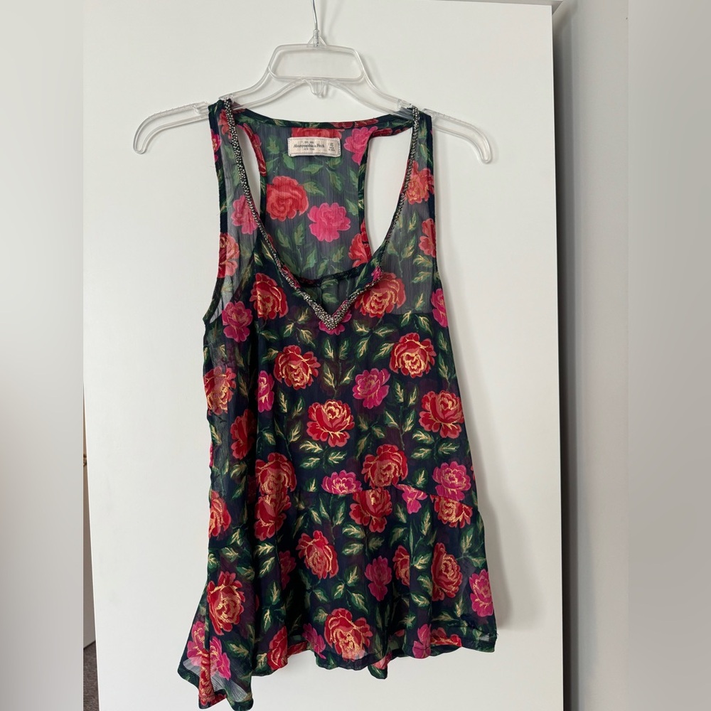 Abercrombie & Fitch Sheer Floral Tank Top